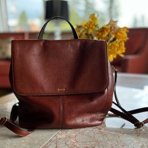 Fossil Dark Brown Leather Backpack